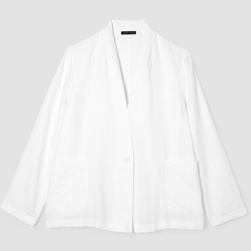 Eileen Fisher High Collar Organic Linen Jacket
NWT in White - Picture 4 of 13